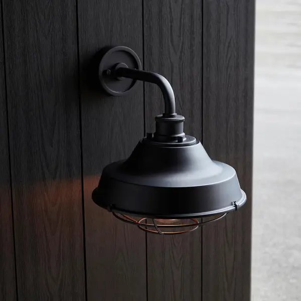 Caged Black Outdoor Wall Light IP44