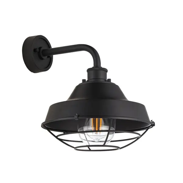 Caged Black Outdoor Wall Light IP44