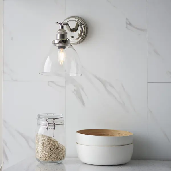 Hansen Wall Light in Bright Nickel