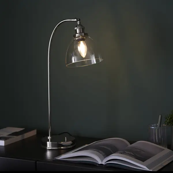 Hansen Table Lamp in Bright Nickel Finish