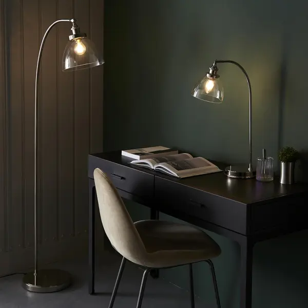 Hansen Table Lamp in Bright Nickel Finish