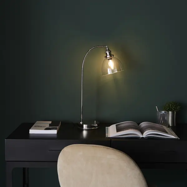 Hansen Table Lamp in Bright Nickel Finish