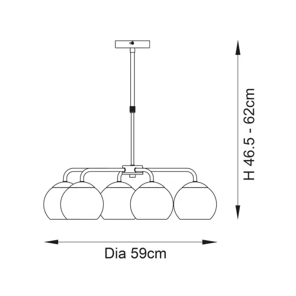 Dimple 5 Light Semi-Flush Fitting in Polished Chrome