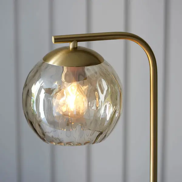 Dimple Brushed Brass & Champagne Glass Floor Lamp
