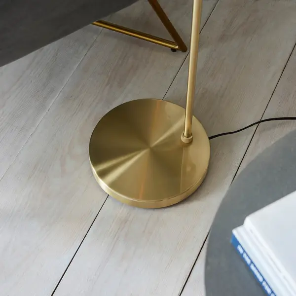 Dimple Brushed Brass & Champagne Glass Floor Lamp