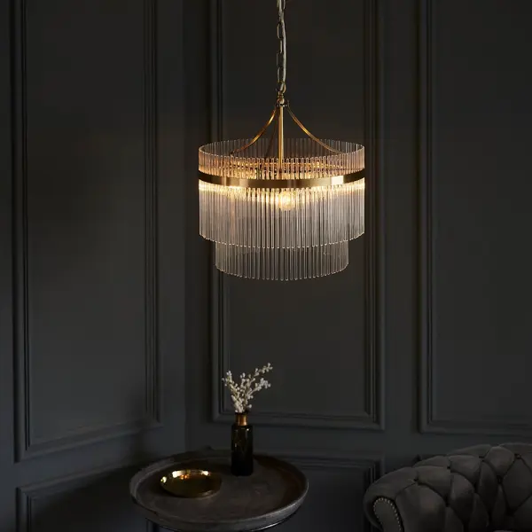 Marietta 3 Light Antique Brass Pendant
