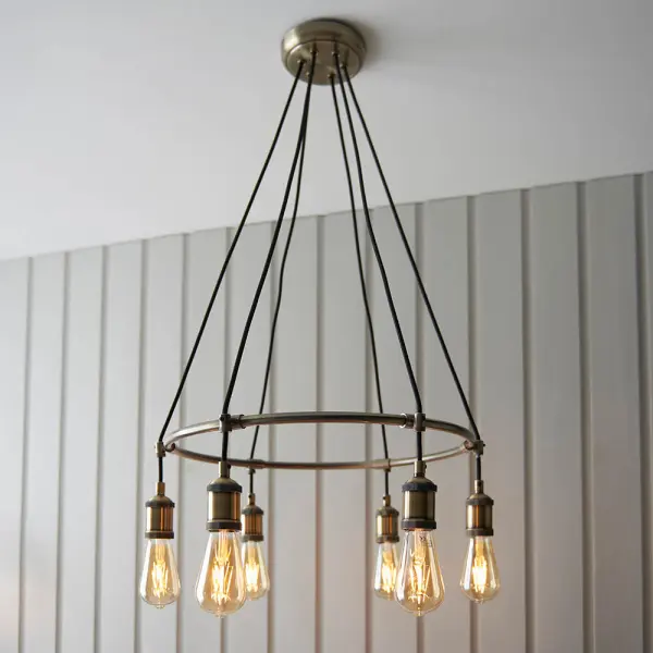 Hal 6 Light Pendant in Antique Brass