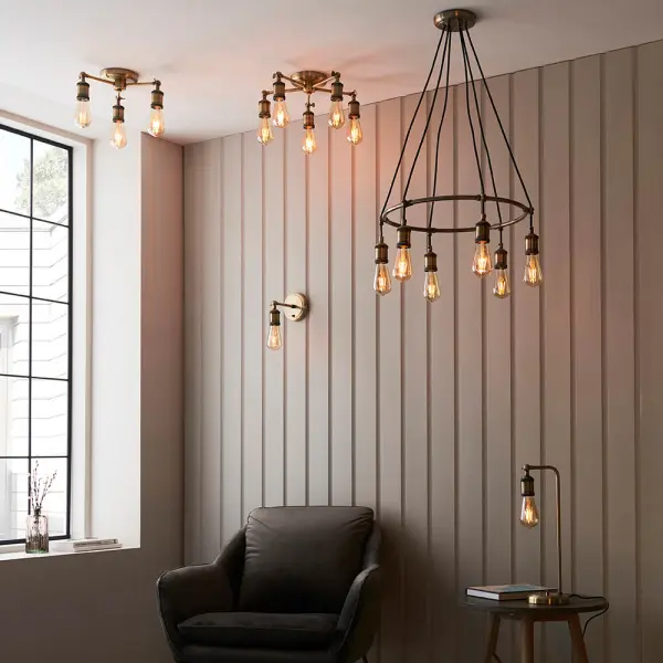 Hal 6 Light Pendant in Antique Brass