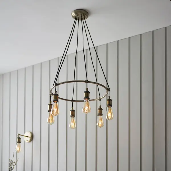 Hal 6 Light Pendant in Antique Brass