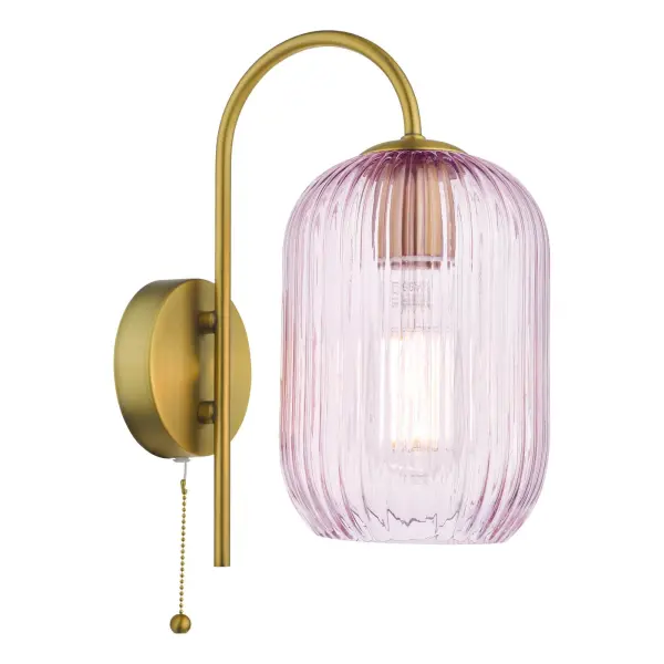 Idra Ages Bronze Wall Light C/W Pink Ribbed Shade