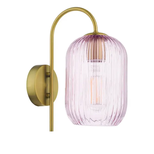 Idra Ages Bronze Wall Light C/W Pink Ribbed Shade