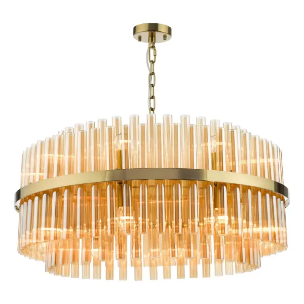 Imani 16 Light Natural Brass Chandelier C/W Champagne Glass