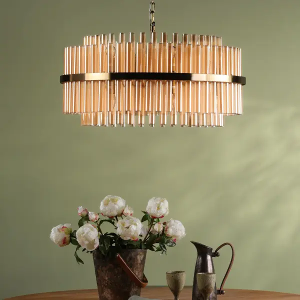 Imani 16 Light Natural Brass Chandelier C/W Champagne Glass