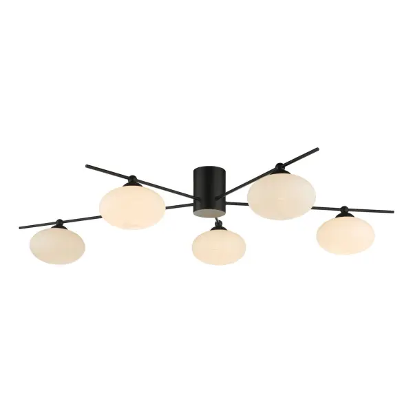 Jasper Matt Black 5 Light Semi Flush Fitting