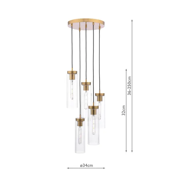 Jodelle 5 Light Polished Bronze Cluster Pendant