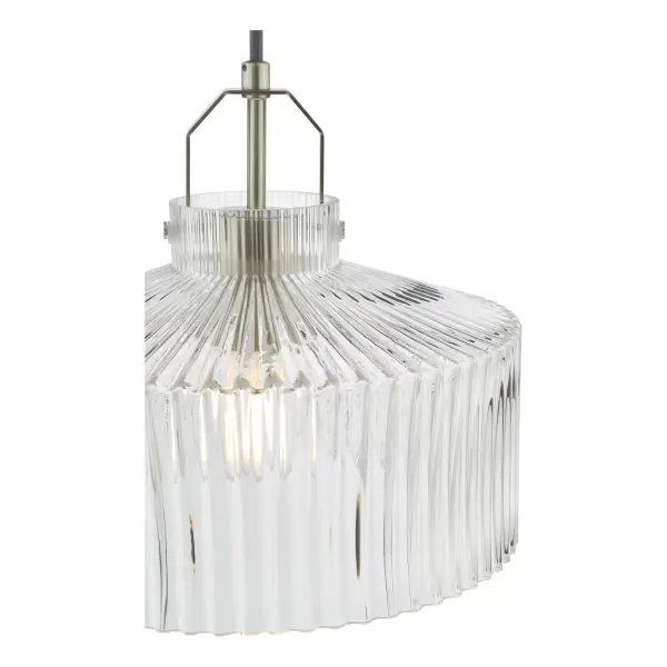 Lenka Satin Nickel & Ribbed Glass Pendant