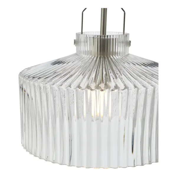 Lenka Satin Nickel & Ribbed Glass Pendant
