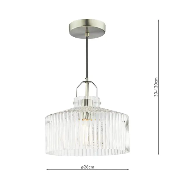 Lenka Satin Nickel & Ribbed Glass Pendant
