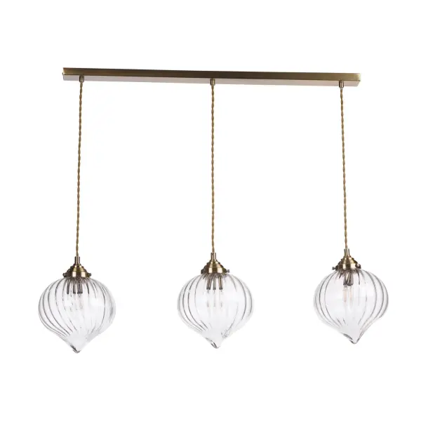 Mya 3 Light Antique Brass & Glass Bar