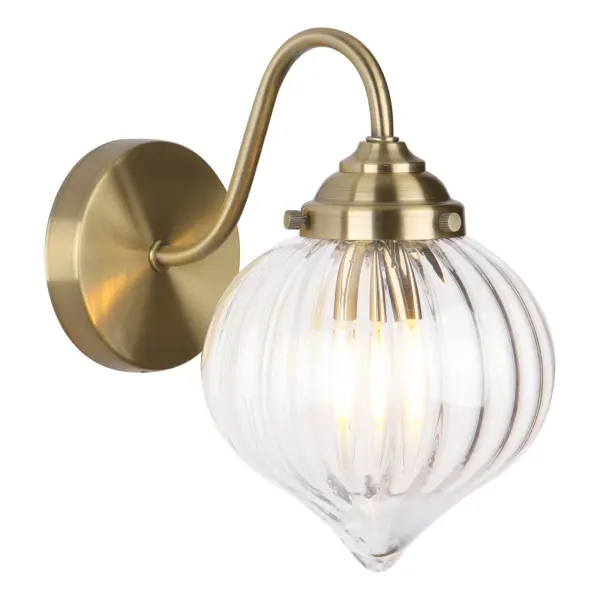 Mya Antique Brass & Glass Wall Light