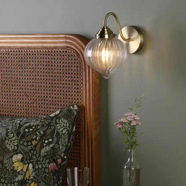 Mya Antique Brass & Glass Wall Light