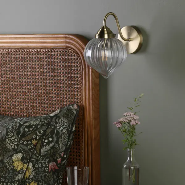 Mya Antique Brass & Glass Wall Light