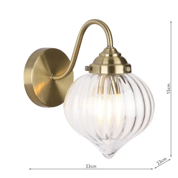 Mya Antique Brass & Glass Wall Light