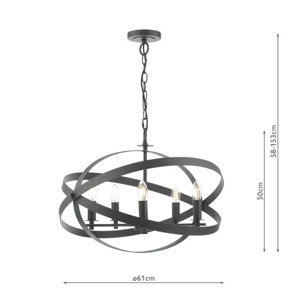 Nitya 5 Light Matt Black Pendant