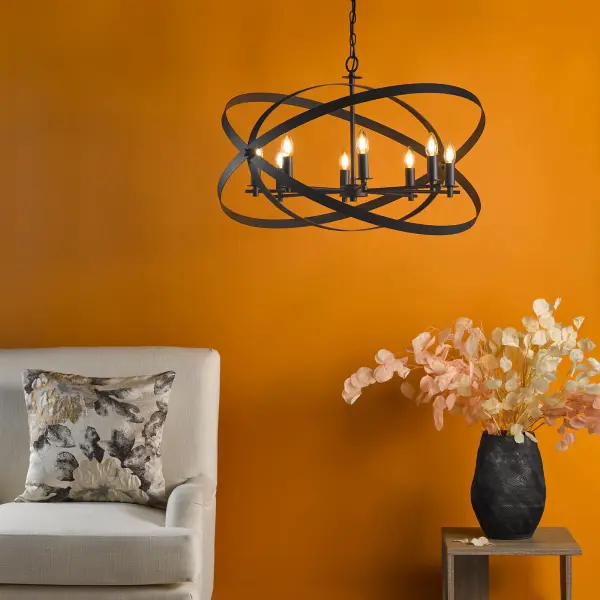 Nitya 8 Light Matt Black Pendant