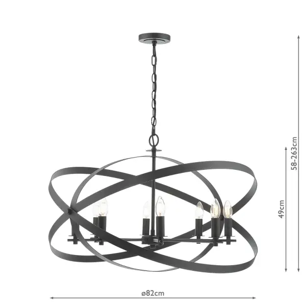 Nitya 8 Light Matt Black Pendant