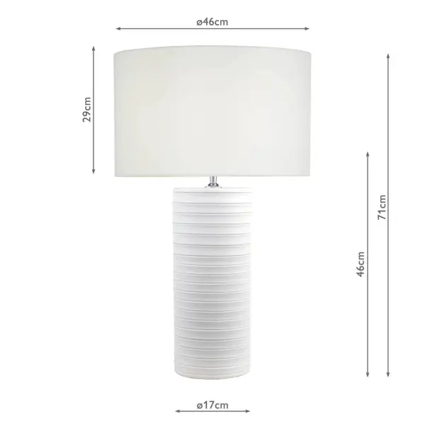 Pascha White Cermaic Table Lamp C/W White Shade