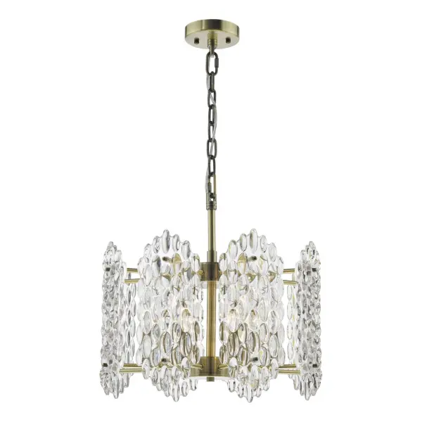 Porthos 8 Light Antique Brass & Glass Chandelier
