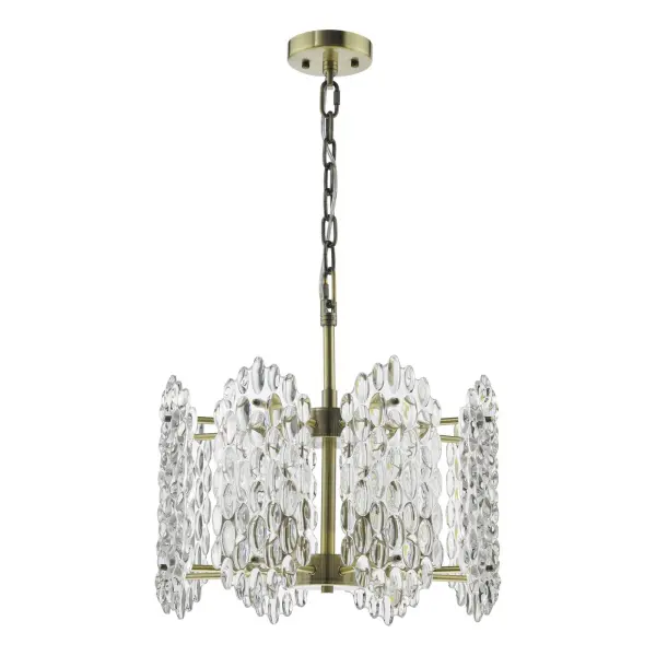 Porthos 8 Light Antique Brass & Glass Chandelier