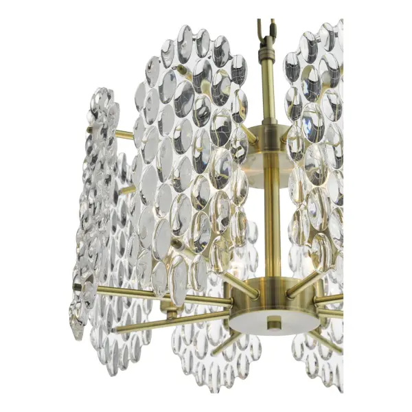Porthos 8 Light Antique Brass & Glass Chandelier
