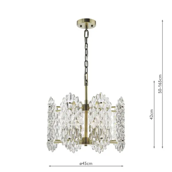 Porthos 8 Light Antique Brass & Glass Chandelier