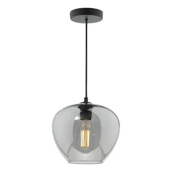 Sihilah Single Matt Black & Smoked Glass Pendant