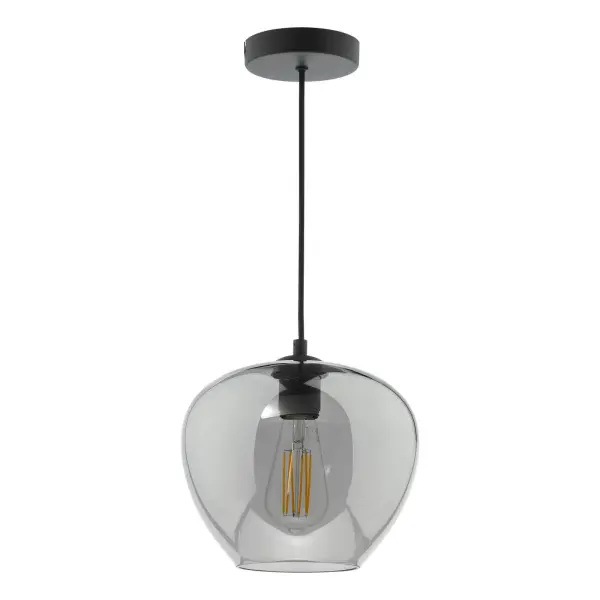 Sihilah Single Matt Black & Smoked Glass Pendant