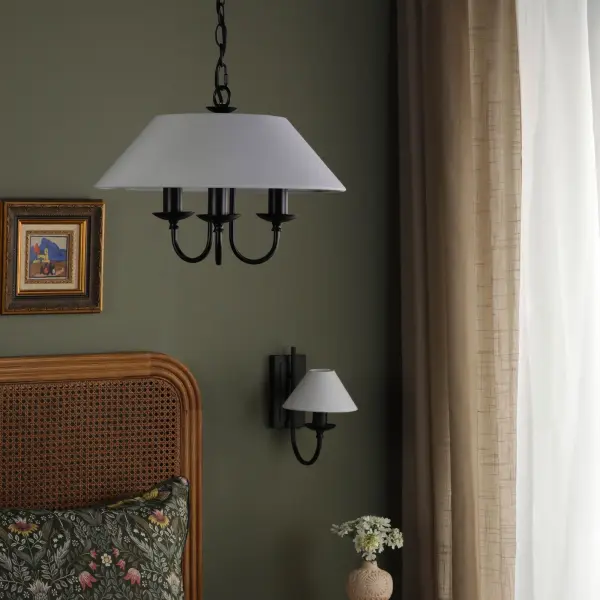 Sivan 3 Light Matt Black Pendant C/W Shade