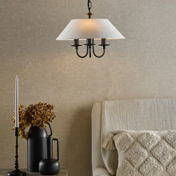 Sivan 3 Light Matt Black Pendant C/W Shade