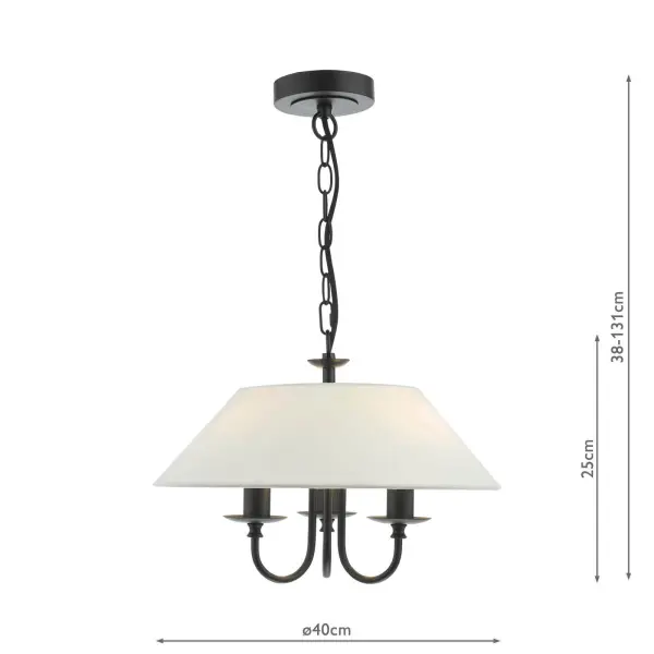 Sivan 3 Light Matt Black Pendant C/W Shade