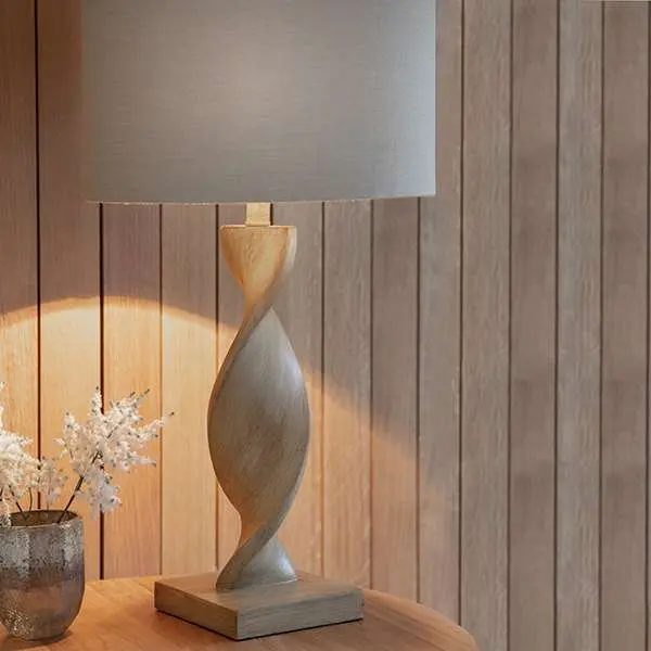 Abia Wooden Table Lamp C/W Shade