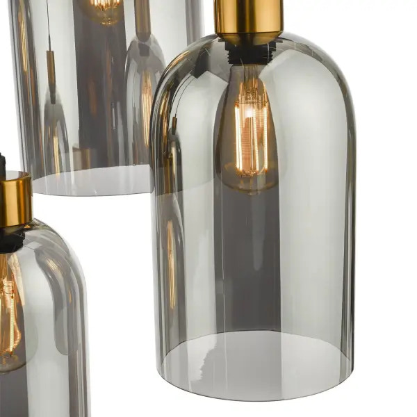 Alma 6 Light Bar Pendant in Matt Black & Smoked Glass