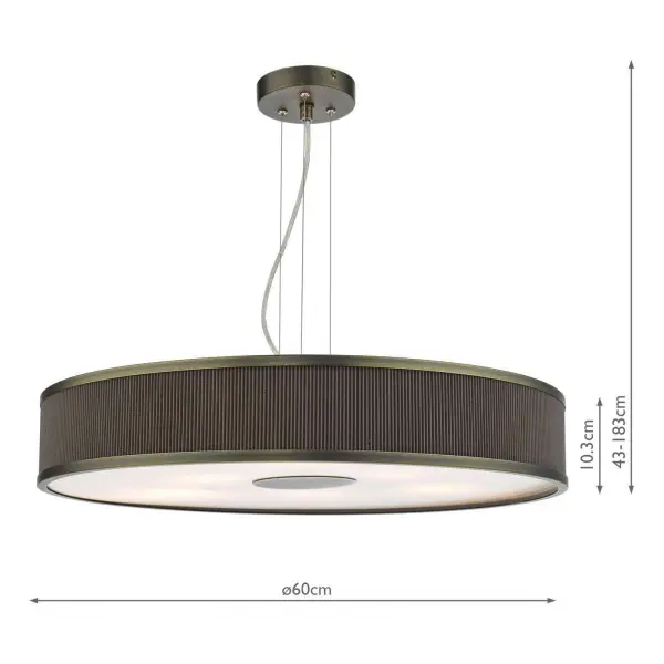 Alvaro 6 Light Pendant in Antique Bronze C/W Mushroom Detail