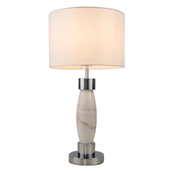 Amelia Polished Chrome & Marble Table Lamp C/W Shade