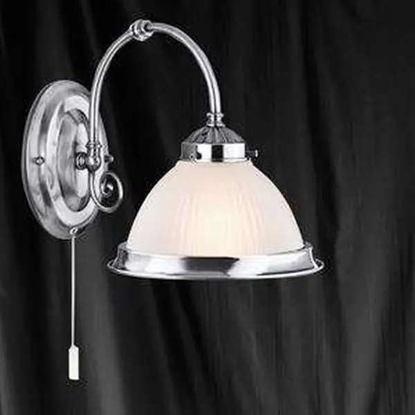 American Diner 1 Light Wall Bracket Satin Silver Opaque Glass