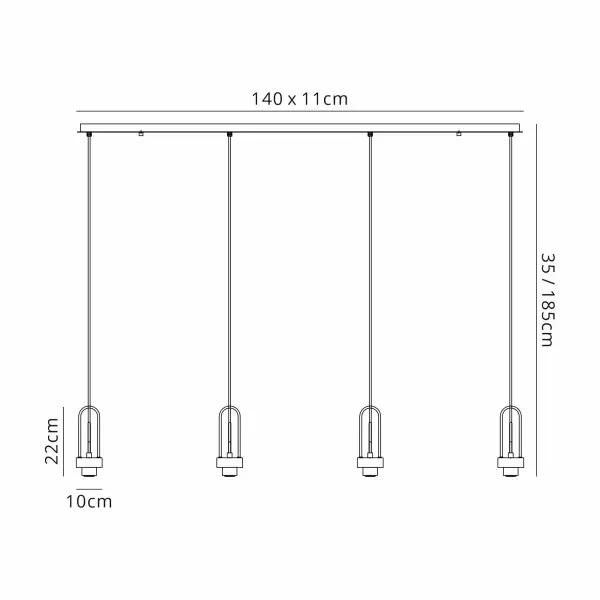 Meel 4 Light Aged Pewter Bar Pendant