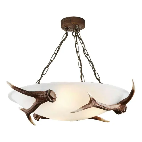 Antler 3 Light Flush Rustic Finish