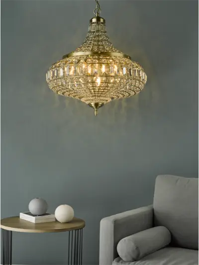Asmara 6 Light Pendant Antique Brass Crystal