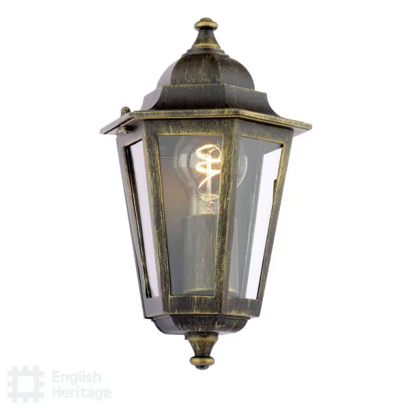 Audley End Flush Brushed Black & Gold Outdoor Wall Light