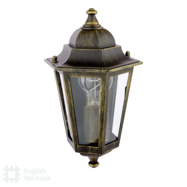 Audley End Flush Brushed Black & Gold Outdoor Wall Light